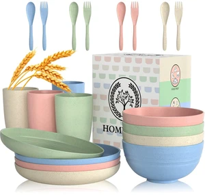 Wheat Straw Dinnerware Sets 20 PCS Cups and Plates Sets for Kitchen Microwave and Dishwasher Safe Plate Set Unbreakable Camping Dish Set Kids Plates and Bowls Sets for Picnic, RV (Multilight) Wheat Straw Dinnerware Sets 20 PCS Cups and Plates Sets for Kitchen Microwave and Dishwasher Safe Plate Set Unbreakable Camping Dish Set Kids Plates and Bowls Sets for Picnic, RV (Multilight)