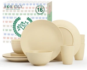 Premium Wheat Straw Dinnerware Sets, Lightweight & Unbreakable Plates and Bowls Sets,Cups,Service for 4,Dishwasher and Microwave Safe 16 PCS Dish Sets for HomeCamping- Beige Premium Wheat Straw Dinnerware Sets, Lightweight & Unbreakable Plates and Bowls Sets,Cups,Service for 4,Dishwasher and Microwave Safe 16 PCS Dish Sets for HomeCamping- Beige