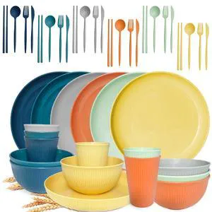 42Pcs Wheat Straw Dinnerware Sets, Unbreakable Plates and Bowls Sets, Eco Friendly Non Breakable Dinnerware, Dishwasher Microwave Safe Dinnerware 42Pcs Wheat Straw Dinnerware Sets, Unbreakable Plates and Bowls Sets, Eco Friendly Non Breakable Dinnerware, Dishwasher Microwave Safe Dinnerware