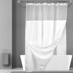Waffle Weave Shower Curtain with Snap-in Liner Set White, 71x72 | 12 Metal Hooks Included, Snap on/off Fabric Liner, Mesh Top Window, Washable, Hotel Style Shower Curtain Set for Bathroom Waffle Weave Shower Curtain with Snap-in Liner Set White, 71x72 | 12 Metal Hooks Included, Snap on/off Fabric Liner, Mesh Top Window, Washable, Hotel Style Shower Curtain Set for Bathroom