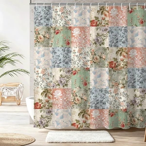 Shower Curtains for Bathroom, Boho Shower Curtain, Vintage Boho Pink Floral Bathroom Decor Bath Curtain, Mid Century Waterproof Retro Farmhouse Patchwork Floral Shower Curtain, 72 X 72 Inches Shower Curtains for Bathroom, Boho Shower Curtain, Vintage Boho Pink Floral Bathroom Decor Bath Curtain, Mid Century Waterproof Retro Farmhouse Patchwork Floral Shower Curtain, 72 X 72 Inches