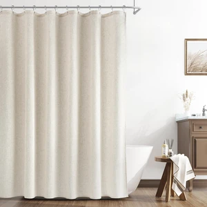Linen Shower Curtain 72 Inch Long for Bathroom Beige 1 Panel | 6FT, Neutral Rustic Boho Farmhouse, Water Repellent, Bath Decor Shower Curtains, Textured Fabric with Hooks, 72x72 Linen Shower Curtain 72 Inch Long for Bathroom Beige 1 Panel | 6FT, Neutral Rustic Boho Farmhouse, Water Repellent, Bath Decor Shower Curtains, Textured Fabric with Hooks, 72x72