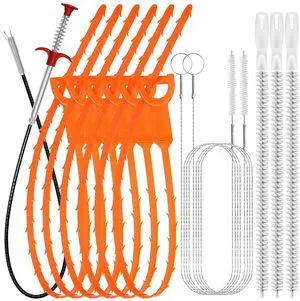 Drain Snake 12 Set: 25inch Snake Drain Hair Removal Tool(1PCS), 59inch Cleaning Brush(2PCs), 25inch Drain Clog Remover(6PCS), 18inch Sink Drain Brush(3PCS) For Bath Tub, Toilet, Kitchen Sink, Sewer Drain Snake 12 Set: 25inch Snake Drain Hair Removal Tool(1PCS), 59inch Cleaning Brush(2PCs), 25inch Drain Clog Remover(6PCS), 18inch Sink Drain Brush(3PCS) For Bath Tub, Toilet, Kitchen Sink, Sewer