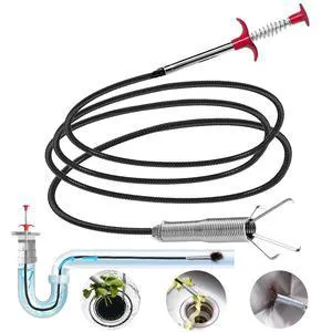 118" Drain Snake Hair Remover Tool, Flexible Clog Remover with 4-Claw Grabber, Long Reach Drain Cleaning Tool for Sink, Bathtub, Shower, Toilet and Tight Spaces 118" Drain Snake Hair Remover Tool, Flexible Clog Remover with 4-Claw Grabber, Long Reach Drain Cleaning Tool for Sink, Bathtub, Shower, Toilet and Tight Spaces