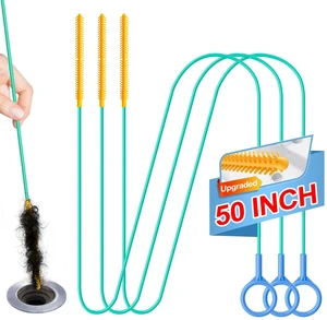 50 Inch Drain Snake, Reusable Hair Drain Clog Remover Tool, 3 Pack | Anti-break Metal Core Shower Snake, Upgraded Nylon Hook Tip, Extended Length for Bathtub, Bathroom Sink, and Pipe Cleaning. 50 Inch Drain Snake, Reusable Hair Drain Clog Remover Tool, 3 Pack | Anti-break Metal Core Shower Snake, Upgraded Nylon Hook Tip, Extended Length for Bathtub, Bathroom Sink, and Pipe Cleaning.