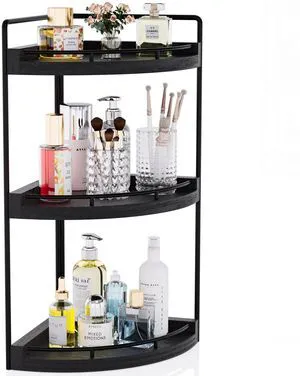 Corner Bathroom Counter Organizer, 3 Tier Bathroom Sink Shelf | Countertop Vanity Skincare Storage, Wood Shelves for Kitchen, Toiletries Decor, Makeup, Dresser, Gift(Black) Corner Bathroom Counter Organizer, 3 Tier Bathroom Sink Shelf | Countertop Vanity Skincare Storage, Wood Shelves for Kitchen, Toiletries Decor, Makeup, Dresser, Gift(Black)