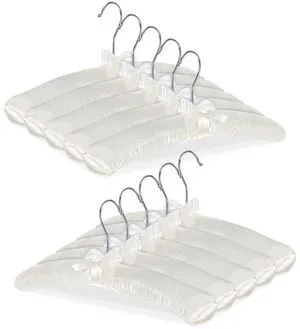 10 Pack Anti-Slip Padded Hangers, 15 Inch Satin Padded Clothes Hangers for Women Foam Sweater Hangers No Bump for Wedding Dress, Coat, Blouses 10 Pack Anti-Slip Padded Hangers, 15 Inch Satin Padded Clothes Hangers for Women Foam Sweater Hangers No Bump for Wedding Dress, Coat, Blouses