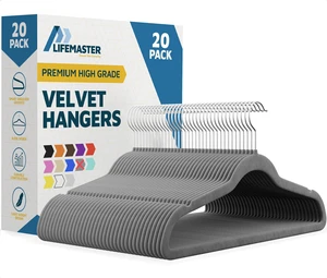 Velvet Non-Slip Hangers - 20 Pieces Non-Slip Coat Hanger Set with 360° Swivel Hook, Space-Saving, Sleek Design, Keep Closet Organized, Smooth Velvet Finish, Lightweight Construction - Gray Velvet Non-Slip Hangers - 20 Pieces Non-Slip Coat Hanger Set with 360° Swivel Hook, Space-Saving, Sleek Design, Keep Closet Organized, Smooth Velvet Finish, Lightweight Construction - Gray