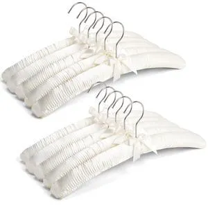 10 Pack Large Ivory Satin Padded Hangers for Women Clothing 17" | No Shoulder Bump, Silk Clothes Hangers for Sweaters, Dress, Wedding Dress, Bridal Gown, Cashmere 10 Pack Large Ivory Satin Padded Hangers for Women Clothing 17" | No Shoulder Bump, Silk Clothes Hangers for Sweaters, Dress, Wedding Dress, Bridal Gown, Cashmere