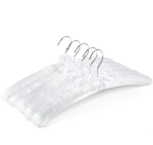 5 Pack Large White Satin Padded Hangers for Women Clothing 17" | No Shoulder Bump, Silk Clothes Hangers for Sweaters, Dress, Wedding Dress, Bridal Gown, Cashmere 5 Pack Large White Satin Padded Hangers for Women Clothing 17" | No Shoulder Bump, Silk Clothes Hangers for Sweaters, Dress, Wedding Dress, Bridal Gown, Cashmere