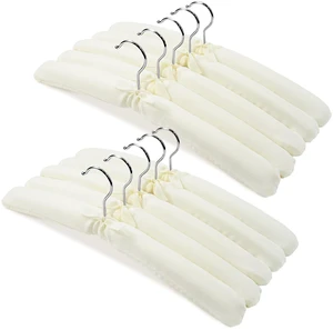 10 Pack Anti-Slip Padded Hangers, 17 Inch | Beige Cushioned Hangers with Sponge Shoulder Pads for Coat, Sweater and Wedding Dress 10 Pack Anti-Slip Padded Hangers, 17 Inch | Beige Cushioned Hangers with Sponge Shoulder Pads for Coat, Sweater and Wedding Dress