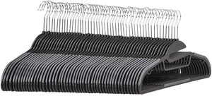 Non-slip Heavy Duty Space Saving Plastic Hangers with Rubber and Horizontal Bar, Lightweight, Gray, Pack of 50 Non-slip Heavy Duty Space Saving Plastic Hangers with Rubber and Horizontal Bar, Lightweight, Gray, Pack of 50