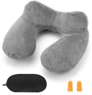 Inflatable Travel Pillow for Airplane Inflatable Neck Pillow for Traveling with Soft Velvet Washable Cover for Sleeping, Airplane,Train, Car, Office, Contoured Eye Masks, Earplugs Inflatable Travel Pillow for Airplane Inflatable Neck Pillow for Traveling with Soft Velvet Washable Cover for Sleeping, Airplane,Train, Car, Office, Contoured Eye Masks, Earplugs