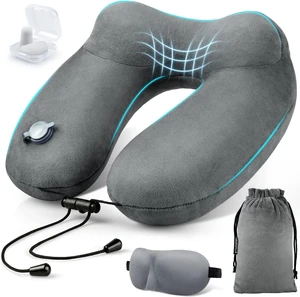 Inflatable Travel Neck Pillow for Airplanes, Super Soft Velvet Neck Support, Adjustable Firmness, Blow Up Plane Pillow for Long Flights, Road Trips, Travel Essentials with Eye Mask, Earplug Inflatable Travel Neck Pillow for Airplanes, Super Soft Velvet Neck Support, Adjustable Firmness, Blow Up Plane Pillow for Long Flights, Road Trips, Travel Essentials with Eye Mask, Earplug