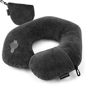 Inflatable Travel Pillow, Inflatable Neck Pillow for Traveling Airplane, Travel Pillow with Soft Velour Washable Cover, U Shape Blow Up Neck Pillow for Airplanes Train Car Travel Inflatable Travel Pillow, Inflatable Neck Pillow for Traveling Airplane, Travel Pillow with Soft Velour Washable Cover, U Shape Blow Up Neck Pillow for Airplanes Train Car Travel