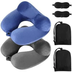 2 Pack Inflatable Travel Neck Pillow for Airplanes | Inflatable Flight Pillows with Compact Bag Blindfold, Neck Pillows for Kids Adults Traveling, Airplane Train Car 2 Pack Inflatable Travel Neck Pillow for Airplanes | Inflatable Flight Pillows with Compact Bag Blindfold, Neck Pillows for Kids Adults Traveling, Airplane Train Car