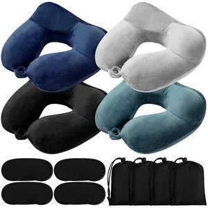 4 Pack Inflatable Neck Pillow for Airplane Travel,Multi Color | Travel Pillow, Velvet U Shape, with Compact Bag and Blindfold, Neck Support for Long Flights, Office Naps, 12 x 12 x 5.5" 4 Pack Inflatable Neck Pillow for Airplane Travel,Multi Color | Travel Pillow, Velvet U Shape, with Compact Bag and Blindfold, Neck Support for Long Flights, Office Naps, 12 x 12 x 5.5"