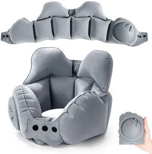 Inflatable Neck Pillow, U-Shaped Travel Pillow with Adjustable Snap Grey | Portable U-Shaped Travel Pillow, Adjustable Snap, Press-type Inflatable Neck Brace, Ergonomic Head Support Inflatable Neck Pillow, U-Shaped Travel Pillow with Adjustable Snap Grey | Portable U-Shaped Travel Pillow, Adjustable Snap, Press-type Inflatable Neck Brace, Ergonomic Head Support