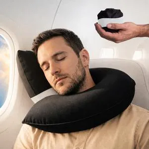 Inflatable Airplane Travel Pillow, Supports Head, Neck & Chin | Adjustable Firmness Blow-Up Neck Pillow. Inflates Quickly and Packs Compactly for Easy Travel. For Airplanes, Cars and Home Inflatable Airplane Travel Pillow, Supports Head, Neck & Chin | Adjustable Firmness Blow-Up Neck Pillow. Inflates Quickly and Packs Compactly for Easy Travel. For Airplanes, Cars and Home