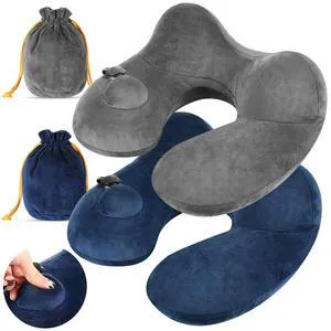 2pcs Self-Inflatable Pillow with Compact Bag, Gray, Blue | Soft Airplane Travel Pillow for Long Flight, Neck Cushion for Head Support, 12.2 x 11.81 x 5.91 Inch, Car Home Office 2pcs Self-Inflatable Pillow with Compact Bag, Gray, Blue | Soft Airplane Travel Pillow for Long Flight, Neck Cushion for Head Support, 12.2 x 11.81 x 5.91 Inch, Car Home Office
