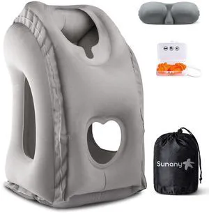 Travel Pillow, Inflatable Neck Pillow for Airplanes/Cars/Buses/Trains/Office Napping with Eye Mask/Earplugs (Gray) Travel Pillow, Inflatable Neck Pillow for Airplanes/Cars/Buses/Trains/Office Napping with Eye Mask/Earplugs (Gray)