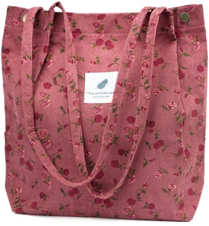 Cute Corduroy Tote Bag Canvas Shoulder Handbags for Women Travel Shopping (Rose Wine Red) Cute Corduroy Tote Bag Canvas Shoulder Handbags for Women Travel Shopping (Rose Wine Red)