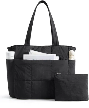 Tote Bag for Women, 2-Piece Puffy Tote Bag Set with Compartments, Lightweight Quilted Large Shoulder Bag Handbags for Travel, Gym, Work Tote Bag for Women, 2-Piece Puffy Tote Bag Set with Compartments, Lightweight Quilted Large Shoulder Bag Handbags for Travel, Gym, Work