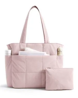 Tote Bag for Women, 2-Piece Puffy Tote Bag Set with Compartments, Lightweight Quilted Large Shoulder Bag Handbags for Travel, Gym, Work Tote Bag for Women, 2-Piece Puffy Tote Bag Set with Compartments, Lightweight Quilted Large Shoulder Bag Handbags for Travel, Gym, Work