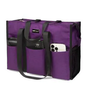 Utility Water Resistant Tote Bag with 13 Pockets, Zipper Closure | Thick Bottom Support, Stands Upright, for Working Women, Teachers, Nurses, Accountants Utility Water Resistant Tote Bag with 13 Pockets, Zipper Closure | Thick Bottom Support, Stands Upright, for Working Women, Teachers, Nurses, Accountants