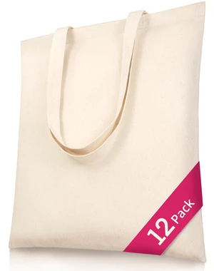 Canvas Tote Bags, 12-Pack, 15 x 16 in, 8 oz Cotton Blank | 8 oz cotton canvas with long handles; bulk blank totes for crafts, gifts, events, group projects, and DIY decorating Canvas Tote Bags, 12-Pack, 15 x 16 in, 8 oz Cotton Blank | 8 oz cotton canvas with long handles; bulk blank totes for crafts, gifts, events, group projects, and DIY decorating
