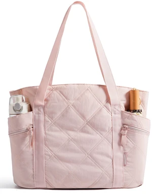 Crush Tote Bag for Women, 20L Puffer Work Tote with Zipper, Travel Essentials Quilted Nurse Hospital Bag, Pink Crush Tote Bag for Women, 20L Puffer Work Tote with Zipper, Travel Essentials Quilted Nurse Hospital Bag, Pink