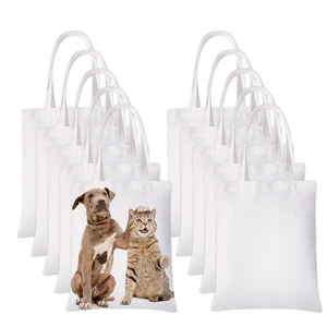 10 Pieces Sublimation Tote Bags Printing Blank Canvas Tote Bags Reusable Washable Polyester Grocery Bags for Decorating and DIY Crafting White (10) 10 Pieces Sublimation Tote Bags Printing Blank Canvas Tote Bags Reusable Washable Polyester Grocery Bags for Decorating and DIY Crafting White (10)