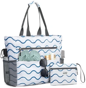Beach Bag, Waterproof Sandproof Large Capacity Foldable for Women | Beach Tote Pool Bags for Travel, Swim, with Wet Compartment, Wavy Beach Bag, Waterproof Sandproof Large Capacity Foldable for Women | Beach Tote Pool Bags for Travel, Swim, with Wet Compartment, Wavy
