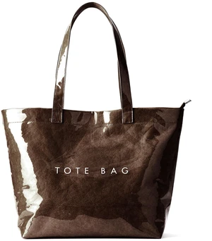 PVC Zipper Tote Bag, Jelly Plastic Kraft Paper Summer Beach Bag | Trendy Casual Large Hobo Carry All Waterproof Shoulder Handbag Travel Shopping Daily Vacation, Coffee PVC Zipper Tote Bag, Jelly Plastic Kraft Paper Summer Beach Bag | Trendy Casual Large Hobo Carry All Waterproof Shoulder Handbag Travel Shopping Daily Vacation, Coffee
