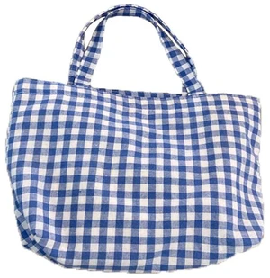 1 Pc Small Blue Plaid Canvas Tote Bag, Grocery Shopping Bag, Beach Bag 7.9" x 12.6" 1 Pc Small Blue Plaid Canvas Tote Bag, Grocery Shopping Bag, Beach Bag 7.9" x 12.6"