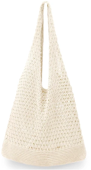 Crochet Bags for Women - Summer Beach Tote, Aesthetic Hippie Knit Bag (Beige) Crochet Bags for Women - Summer Beach Tote, Aesthetic Hippie Knit Bag (Beige)