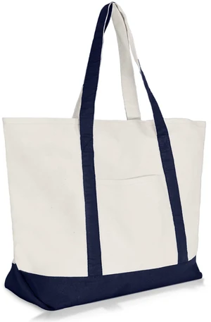 22" Large Cotton Canvas Zippered Shopping Tote Grocery Bag in Navy Blue 22" Large Cotton Canvas Zippered Shopping Tote Grocery Bag in Navy Blue