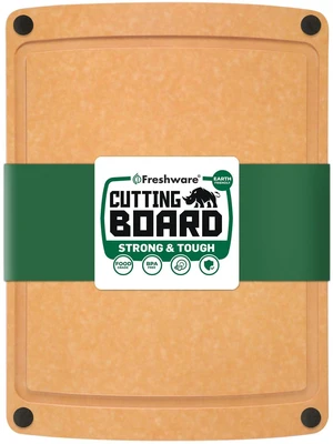 Wood Cutting Board for Kitchen, Juice Groove, Non-Slip Silicone Feet, Dishwasher Safe, Medium, 12" x 9", Natural Wood Cutting Board for Kitchen, Juice Groove, Non-Slip Silicone Feet, Dishwasher Safe, Medium, 12" x 9", Natural