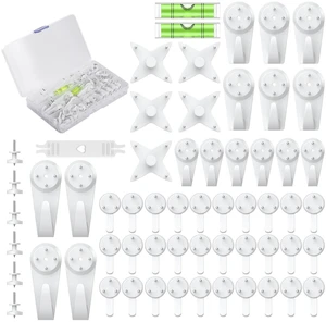60 Pcs Picture Hangers Hanging Kit for Hard Walls, Picture Hooks, Non-Trace Wall Hooks with Nails, White Picture Hangers Stucco Hooks for Photo Frame, Painting and Art 60 Pcs Picture Hangers Hanging Kit for Hard Walls, Picture Hooks, Non-Trace Wall Hooks with Nails, White Picture Hangers Stucco Hooks for Photo Frame, Painting and Art