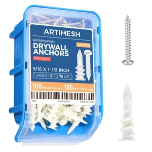 200PCs Self Drilling Drywall Anchors Kit - 75LB Heavy Duty Plastic Drywall Hangers with 100 Self-Tapping Screws - Mounting Hardware for Sheetrock Anchors 200PCs Self Drilling Drywall Anchors Kit - 75LB Heavy Duty Plastic Drywall Hangers with 100 Self-Tapping Screws - Mounting Hardware for Sheetrock Anchors
