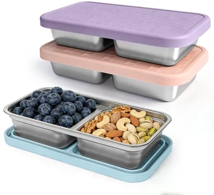 15 oz Snack Containers for Kids, Stainless Steel Lunch Box 3 Pack | Reusable Food Containers with Silicone leak resistant Lids. Perfect for School Lunch, Daycare, Travel and Portion Control 15 oz Snack Containers for Kids, Stainless Steel Lunch Box 3 Pack | Reusable Food Containers with Silicone leak resistant Lids. Perfect for School Lunch, Daycare, Travel and Portion Control