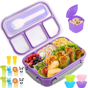 Bento Box for Kids 1300ML with 4 Compartment & Food Picks Cake Cups, Purple | Lunch Box Containers for Adults/Kids/Toddler, Leak-Proof, Microwave/Dishwasher/Refrigerator Safe, BPA Free Bento Box for Kids 1300ML with 4 Compartment & Food Picks Cake Cups, Purple | Lunch Box Containers for Adults/Kids/Toddler, Leak-Proof, Microwave/Dishwasher/Refrigerator Safe, BPA Free