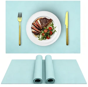 Silicone Placemats, Dining Placemats Set of 4, Waterproof Placemats for Kids, Non-Slip Silicone Mats for Dinner Table, Heat Resistant & Dishwasher Safe (Light Blue, 17.6" ×12.5") Silicone Placemats, Dining Placemats Set of 4, Waterproof Placemats for Kids, Non-Slip Silicone Mats for Dinner Table, Heat Resistant & Dishwasher Safe (Light Blue, 17.6" ×12.5")