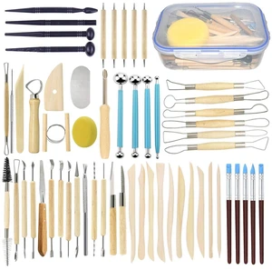 57PCS Ceramic Clay Tools Set with Plastic Case Modeling Pottery Sculpting Tools Kits for Beginners Professionals Crafts Polymer Clay Club, Dotting, Ribbon Trimming 57PCS Ceramic Clay Tools Set with Plastic Case Modeling Pottery Sculpting Tools Kits for Beginners Professionals Crafts Polymer Clay Club, Dotting, Ribbon Trimming