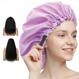 Shower Cap,Extra Adjustable Shower Caps for Women Double-Layer Waterproof Reusable Hair Cap, Large Size Hair Cap for All Hair,for Girls Spa Bath,Soft and Comfortable (Purple) Shower Cap,Extra Adjustable Shower Caps for Women Double-Layer Waterproof Reusable Hair Cap, Large Size Hair Cap for All Hair,for Girls Spa Bath,Soft and Comfortable (Purple)