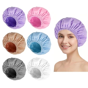 6 PCS Shower Caps for Women, Large Double Layers Bath Cap | Waterproof Outer, Satin-Lined Inner, Reusable, Washable, Wide Elastic Band, for Long Hair, Bath Accessories, Spa, Travel 6 PCS Shower Caps for Women, Large Double Layers Bath Cap | Waterproof Outer, Satin-Lined Inner, Reusable, Washable, Wide Elastic Band, for Long Hair, Bath Accessories, Spa, Travel