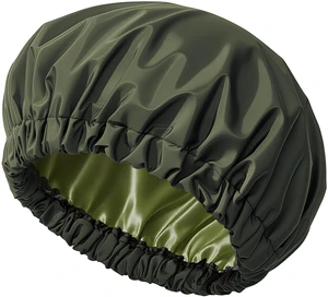 Satin Lined Reusable Waterproof Shower Cap for Women | Soft Satin Lining, Double Layer, Large Fit, Washable Bath Bonnet, Wide Elastic Band, Long Thick Hair & Braids Satin Lined Reusable Waterproof Shower Cap for Women | Soft Satin Lining, Double Layer, Large Fit, Washable Bath Bonnet, Wide Elastic Band, Long Thick Hair & Braids