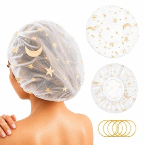 Celestial Shower Caps for Women 2 PCS Reusable Caps + 5 Hair Ties | Lightweight, phthalate-free PEVA 11-inch diameter fits long, thick or curly hair Celestial Shower Caps for Women 2 PCS Reusable Caps + 5 Hair Ties | Lightweight, phthalate-free PEVA 11-inch diameter fits long, thick or curly hair