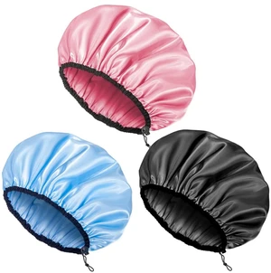 Shower Cap for Women, Adjustable Reusable, Extra Large, Double-Layer Waterproof Bathing cap, Waterproof Exterior, EVA Lining, Hair Cap for All Hair lengths, 3 Colors Shower Cap for Women, Adjustable Reusable, Extra Large, Double-Layer Waterproof Bathing cap, Waterproof Exterior, EVA Lining, Hair Cap for All Hair lengths, 3 Colors