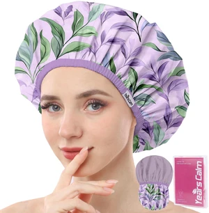 Shower Caps for Women Reusable Waterproof Double Layer Elastic Cap with Tropical Botanical Print Shower Cap for Shower, Spa, Travel, Bath & Daily Hair Protection Shower Caps for Women Reusable Waterproof Double Layer Elastic Cap with Tropical Botanical Print Shower Cap for Shower, Spa, Travel, Bath & Daily Hair Protection